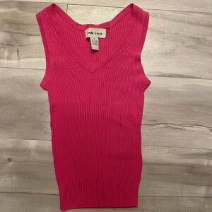 Linda Lucia Pink Ribbed V Neck Tank Top Size M, Super stretchy